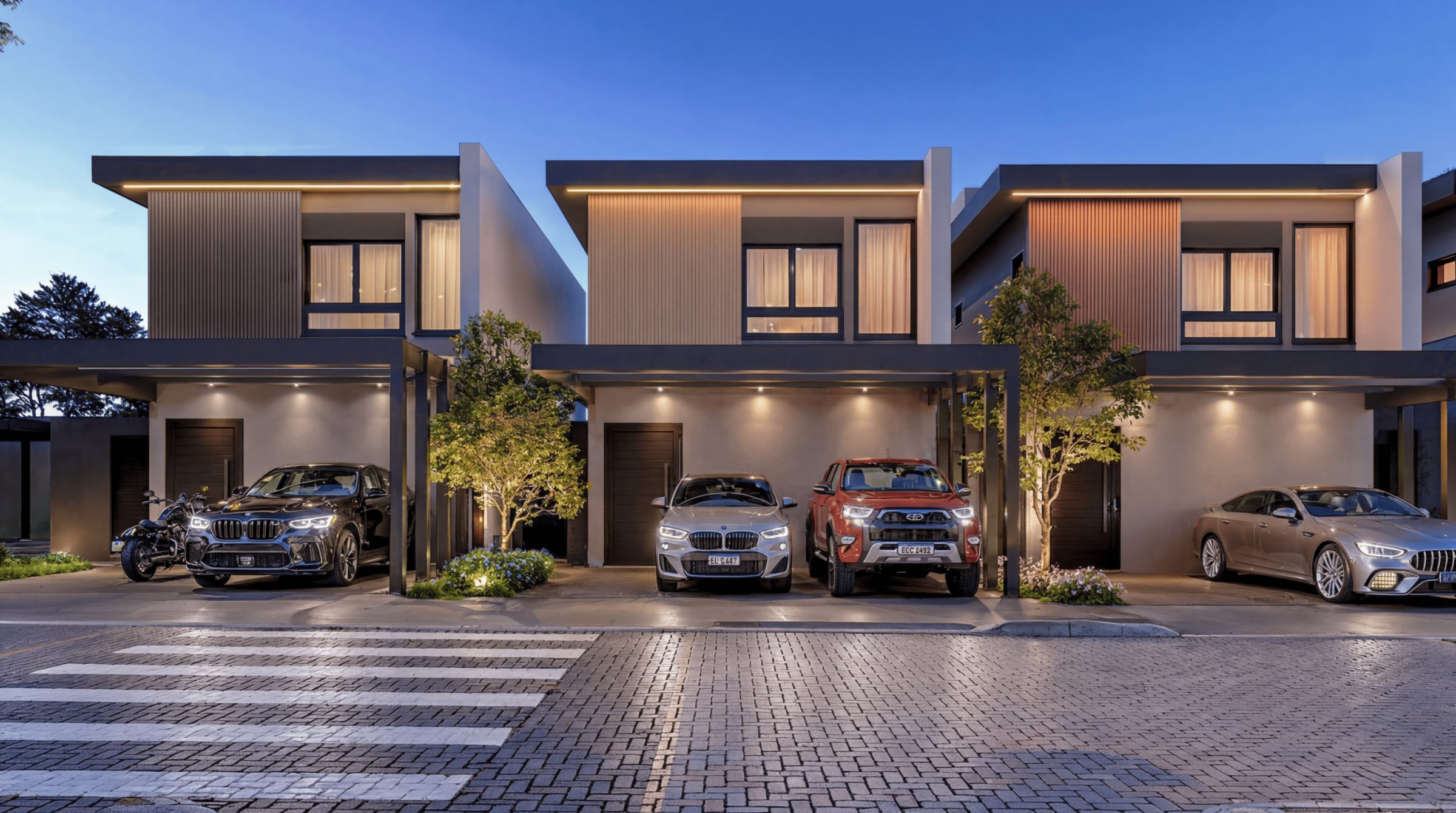 Sobrados do Park Design Residence ao entardecer