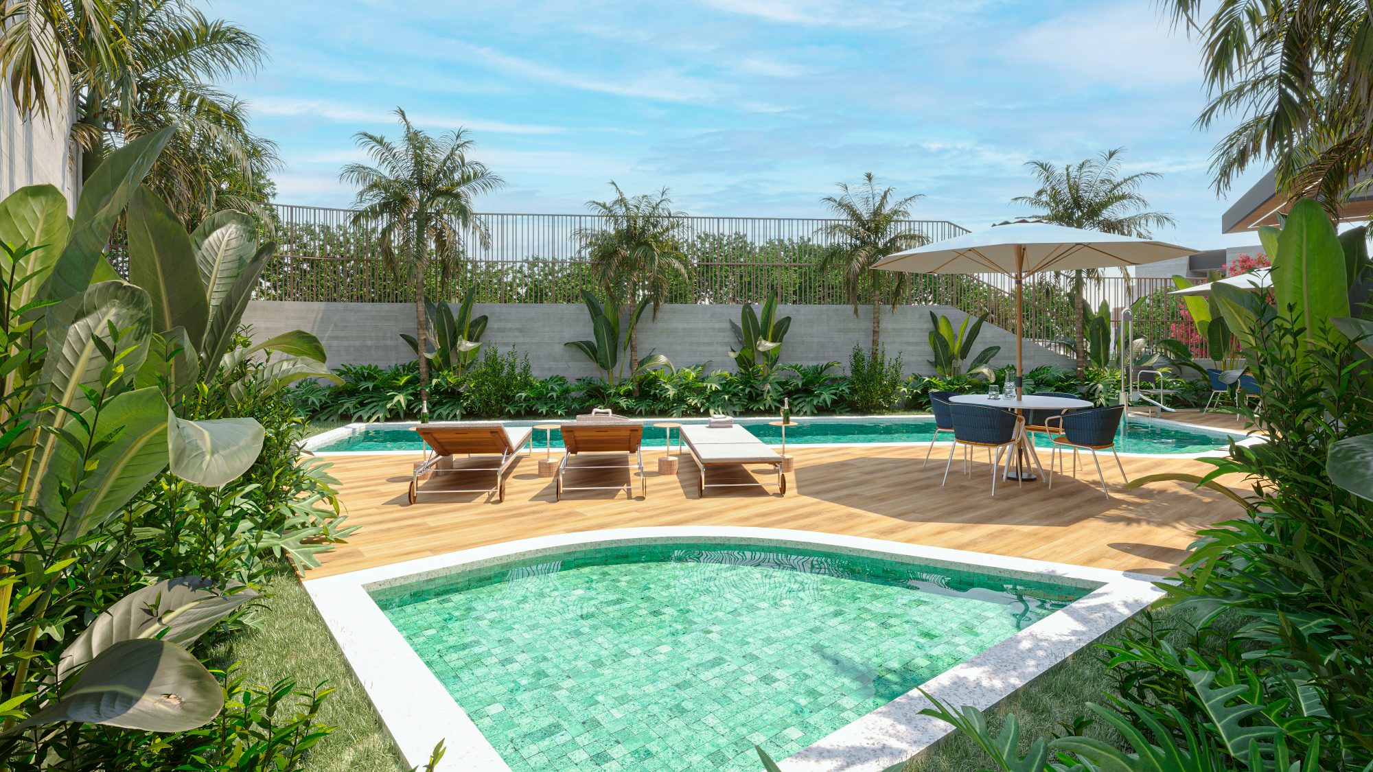 Piscina infantil e deck